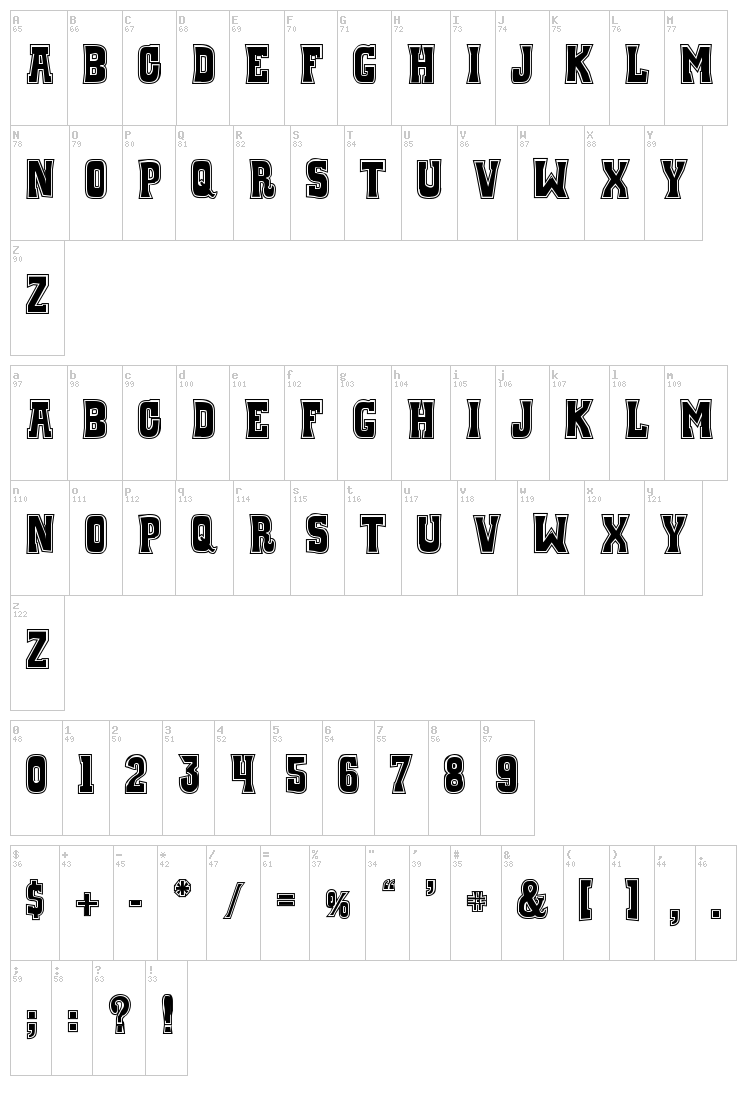 Whiskey Town font map